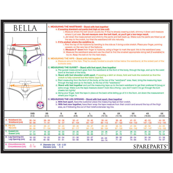 bella harness sizing chart