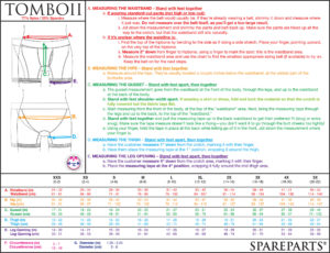 Tomboii strap-on harness size chart