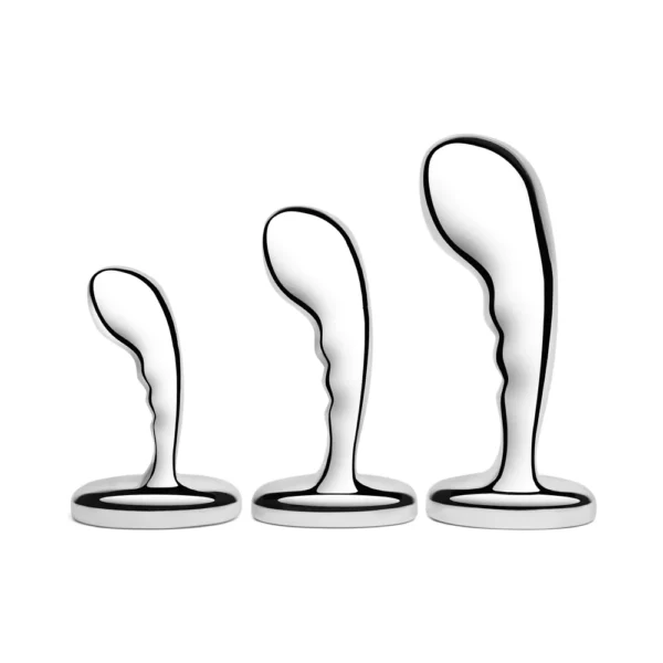 3 graduated stainless steel butt plugs