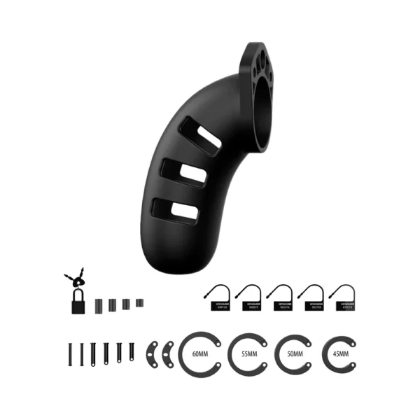 black chastity cage and rings