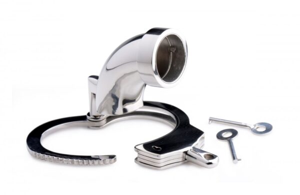 open handcuff base on steel tube cock cage