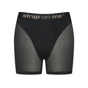 black bicycle shorts style harness with mesh legs